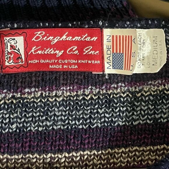 Binghamton Knitting Co. Inc. Made In USA Vintage Cotton Blend Ski Nordic Sweater - Picture 3 of 4